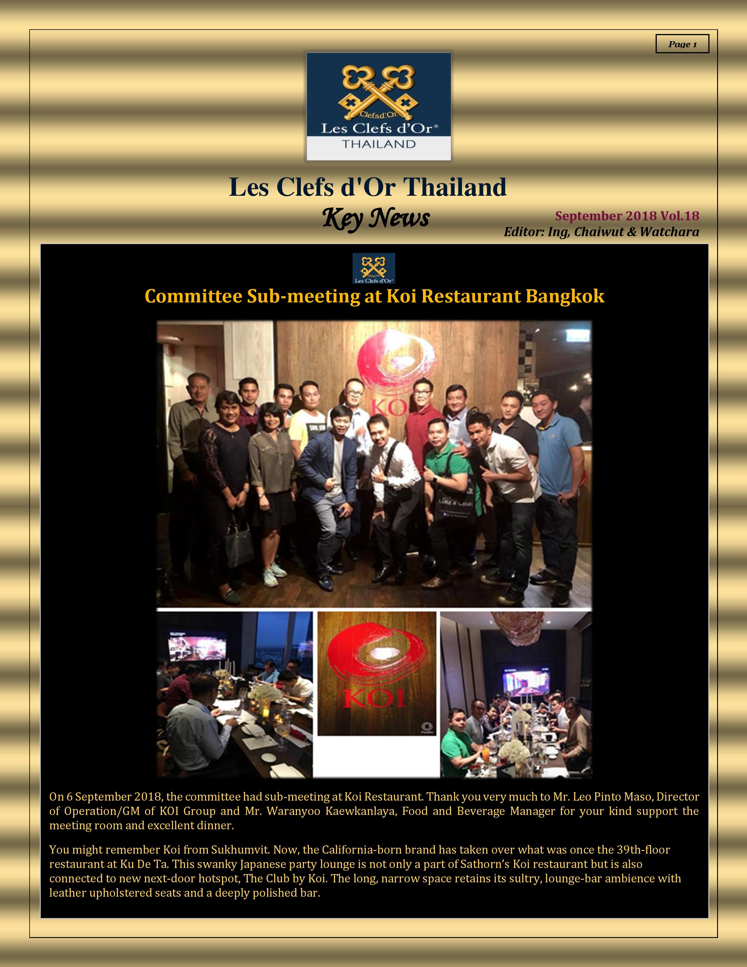 Key News September 18Vol.18page001 Les Clefs d'Or
